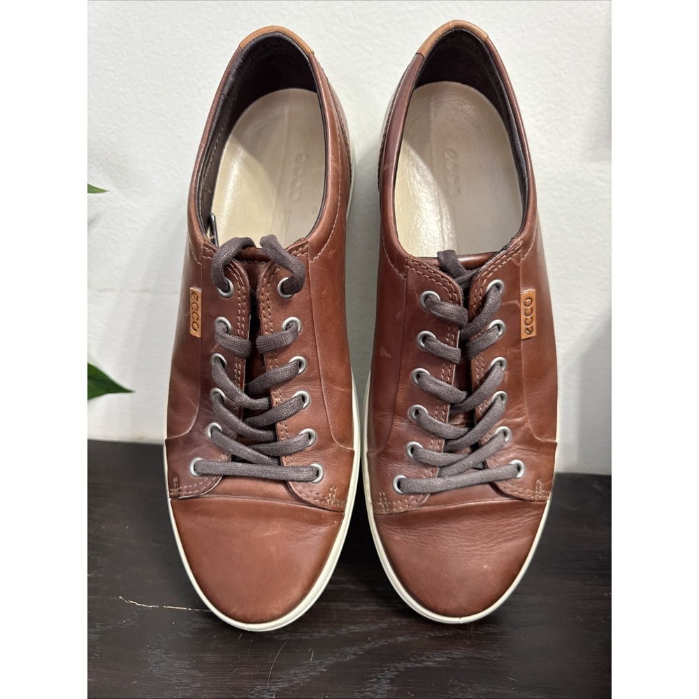 Ecco Mens Soft Brown Leather Sneakers 44 / 10-10.5 US‎ Scandinavian Design Laced
